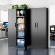 Metal Cabinet, 72" Black Locking Metal Storage Cabinet with 2 Doors and 4 Adjustable Shelves, Lockable Garage Storage Cabinets for Home Office, Garage, Kitchen, Living Room