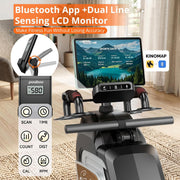8-Level Foldable Magnetic Rowing Machine, App-Ready Monitor, Wide Seat, Black, 300 lb Capacity 300
