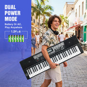 Piano Keyboard, 61 Key Keyboard Piano Electric Piano with Stand, Touch Sensitive Keyboards Piano 61 Key for Beginners, Headphones, Microphone, MP3/USB/LCD Screen, Holiday Birthday Gifts
