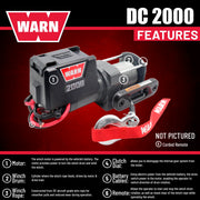 DC Series 12V Electric Winch with 2000 lb Pulling Capacity - 92000