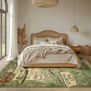 Rugs 8x10 Rustic Cabin Area Rugs for Living Room Bedroom, Washable Low Pile Non-Slip Rubber Backing, Vintage Style Carpet Green
