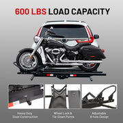 600LBS Black Motorcycle Carrier Mount Dirt Bike Rack Hitch Hauler