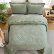 Oversize King Bedspread 120"x120",3 Piece California King Quilt,Lightweight Green Quilt Set for All Season,Modern Coin Pattern Bedding Set