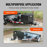 Trailer Tongue Box, Heavy Duty Trailer Tongue Tool Box Storage Organizer with Lock & Keys, Utility Tool Chest for Pickup Truck Bed, RV, SUV, Off-Road Vehicle, Aluminum, 39" x 16.5" x 12", Black