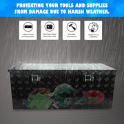 48"X19.5"X17.5" Black Heavy Duty Aluminum Pickup Truck Bed 5 Bar Tread Pattern Truck Tool Box, Under Truck Storage Trailer Tongue Box with Lock and Key for Truck,RV Trailer, ATV