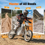 GT63 Electric Dirt Bike, 2600W Peak, 42 MPH, 48V 23Ah, 14/12 Tires
