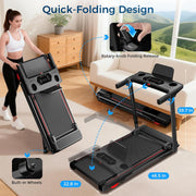 Treadmill with 0-16% Auto Incline, 0.6-7.5MPH Walking Pad Treadmills for Home, 3.0 HP Low Noise Foldable Treadmill with Handle Bar and LED Display, Walking Running Machine, 350LBS Capacity
