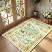 8x10 Washable Rug for Living Room Green Animal Print Large Bedroom Rugs Non Slip Forest Nursery Girls Room Throw Carpet Stain Resistant Whimsical Safari Area Rugs for Home Office, Sage Green