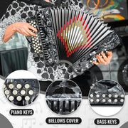Accordions 31 Key 12 Bass Diatonic G/C/F w Case Strap Gloves Cloth (Gray)