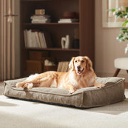 XL Orthopedic Dog Bed Large Sized Dog, Extra Washable Dog Couch 42" Supportive Thick Pet Sofa, Ergonomic Slant Dog Beds with Removable Cover, Ultra Soft Surface & Non-Slip Bottom, Brown