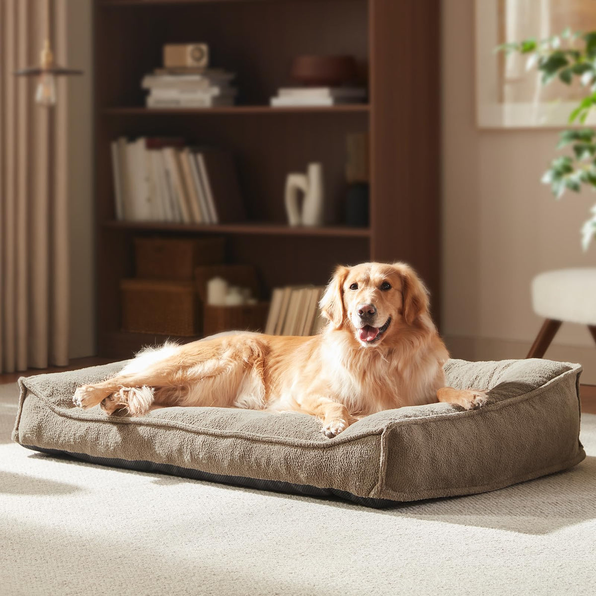 XL Orthopedic Dog Bed Large Sized Dog, Extra Washable Dog Couch 42" Supportive Thick Pet Sofa, Ergonomic Slant Dog Beds with Removable Cover, Ultra Soft Surface & Non-Slip Bottom, Brown