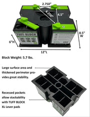 TUFF-BLOCK by Trailer Jack Blocks for RV Camper, 5th Wheel, Boat | Works w/Any Tongue Jack, Post, Scissor Stabilizer or Foot (Round or Square) | Stand Supports 10,000 lbs | Set of Four (4)