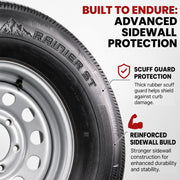 Radial Trailer Tire Rim Assembly ST225/75R15 Silver 6 Lug Load D