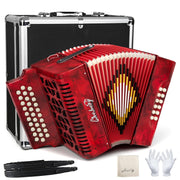 Accordions 31 Key 12 Bass Diatonic G/C/F w Case Strap Gloves Cloth (Gray)