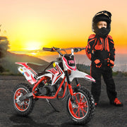 50cc 2-Stroke Kids Dirt Bike, Gas Powered Motocross Kids Mini Motorcycle, Off-Road Motorbike with Front & Rear Disc Brakes, Pull Start, 10-inch Anti-Slip Tires Mini Pocket Motorcycle 30KM/H