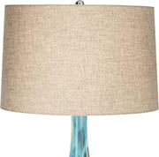 29 1/2" Tall Table Lamps Set of 2 Blue Green Ceramic Coastal Modern