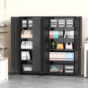 Storage Cabinet, 72” Black Garage Steel Locking Cabinet with Doors and 4 Adjustable Shelves, Tall Lockable File &Tool Cabinet for Home Office, Metal Classroom Cabinet Basement