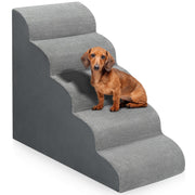 Dog Stairs for high Beds 28.7” H, 5 Step Pet Ramp for Large Dogs High-density foam ramp fits small to large dogs get on couch or sofa, non-slip bottom, grey