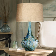29 1/2" Tall Table Lamps Set of 2 Blue Green Ceramic Coastal Modern