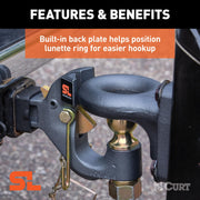 48406 SecureLatch Receiver-Mount 2-5/16-Inch Ball and Pintle Hitch Combination, 2-In Shank, 14,000 Pounds