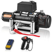 Electric Winch, 10000 lbs Load Capacity, 12V DC Truck Winch with Φ21/64 in x 65 ft Steel Rope, Wireless & Wired Remote Control, IP55 Waterproof for Towing SUV Trailer Boat Off-Road Vehicle
