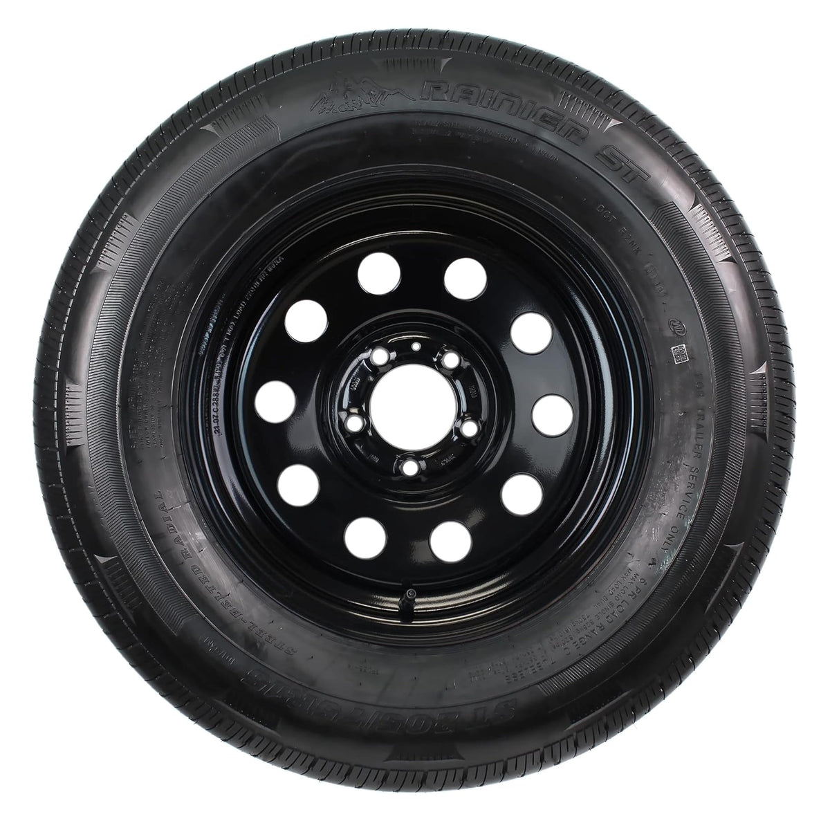 Radial Trailer Tire Rim Assembly ST205/75R15 LRC 5 Lug Black