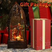 Nativity Scene Snow Globe Christmas Decorations Lantern, Glittering Lighted Plug-in, 3 AA Battery Operated & USB Powered, Time Travel Snow Globe Lantern for Christmas Home Decoration and Gift