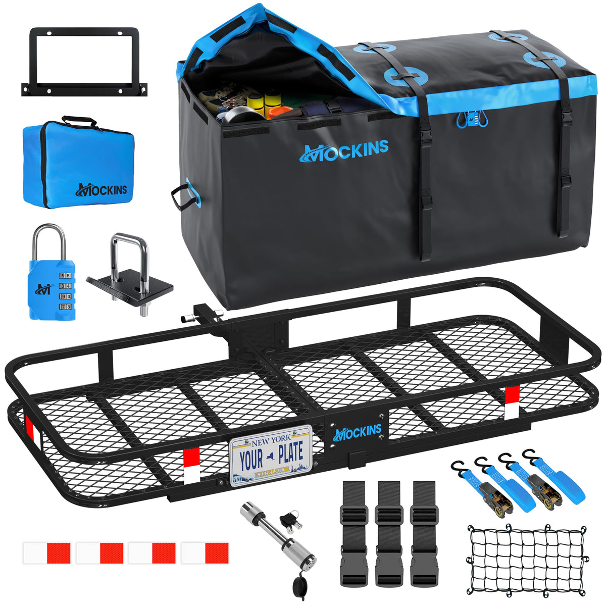 60"x24"x6" Heavy Duty Steel Folding Trailer Hitch Cargo Carrier