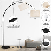 82" Tall Arc Floor Lamp for Living Room, Large Standing Arched Lamp