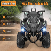 24V 4 Wheeler ATV for Kids Aged 6-8-10-14 for Outdoor Riding, Black
