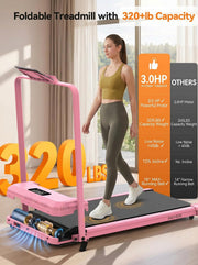 4-in-1 Folding Treadmill with Adjustable Incline & Handle Bar – SpaceSaver Design, 12 Preset Programs, 300 lbs Capacity, Perfect for Walking, Running & Under Desk Use