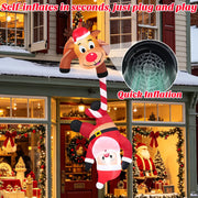 7FT Christmas Inflatables Climbing Reindeer Pulling Falling Santa Claus, Funny Hanging Blow Up Xmas Outdoor Decorations with Built-in LED for Party Indoor Garden Roof Balcony Window Tree Decor