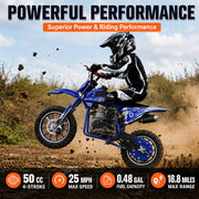 50cc 4-Stroke Kids Dirt Bike, Gas Dirt Bike for Kids 8-14
