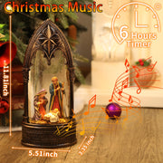 Nativity Scene Snow Globe Christmas Decorations Lantern, Glittering Lighted Plug-in, 3 AA Battery Operated & USB Powered, Time Travel Snow Globe Lantern for Christmas Home Decoration and Gift