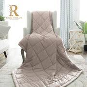 Therapy Weighted Blanket - Heavy 100% Cotton Blankets with Premium Glass Beads (60''x80'' 25lbs, Coastal Fog), Suitable for One Person (~200lb) - Use on Queen/King Bed