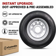 Radial Trailer Tire Rim Assembly ST225/75R15 Silver 6 Lug Load D
