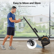 16-Level Magnetic Rowing Machine with Extended Slide Rail, Advanced LCD Monitor, Standard Seat, Gray, 265 lb Capacity