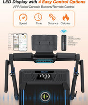 Foldable Treadmill with Auto Incline, 400 LBS, Adjustable Height