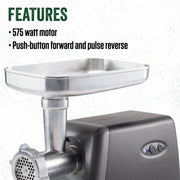 Products #8 Countertop Meat Grinder, Electric Meat Grinder Kitchen Appliance for Home Use, Compact Food Processor for Grinding, Sausage Stuffing, Cooking Prep, 575 Watt, Aluminum