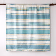 Blue Maui Quilt Set, King/Cal King Quilt + Two King Pillow Shams, Striped Coastal Design In Light Blue, Cream and Tan, Quilt Size (106 x 92), Pillow Sham Size (36 x 20), Reversible, Cotton