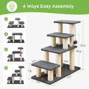 Dog Stairs & Cat Scratching Post Pet Steps for High Bed Couch High-Strength Boards Hold up to 150 lbs for Indoor Small Cats Kittens Dogs Climbing Playing, 4 Combination Options, 4 Steps