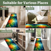 Colorful Leaf Branch Runner Rugs for Hallway, 3.3x10ft, Colorful Botanical Printed Pattern Entrance Carpets, Machine Washable Fade Resistant Home Decor Mats for Bedroom