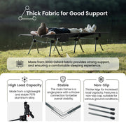 SUPRANUBIS Camping Cot, High/Low Options, Sturdy Support 330lbs Comfortable Lightweight Camp Cot with Extending Legs, Storage Pocket & Net for Camping, Hiking, Travel, Beach, Office Nap