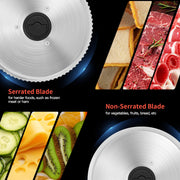 Meat Slicer Machine for Home, 200W Food Slicer with Two 7.5" Blades 200W DC Motor, 2 Removable 7.5" Stainless Steel Blades, Stainless Steel Tray, Child Lock, 0-15 mm Adjustable Thickness