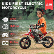 Kids Electric Dirt Bike, 36V 350W, 18.6 MPH, 14-Inch, Ages 5-8