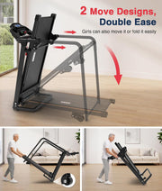 Treadmill for Seniors with Long Handrails-0–2% Incline