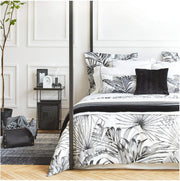 Exotic Modern Floral Print Bedding Birds Flowers Dusty Grey Design 100% Cotton Duvet Cover 3pc Set Hibiscus Blossom Branches in Muted Gray Blue (Super King, Egret White)