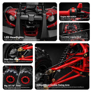 125cc ATV 4 Wheels Quad 125 ATV Quads with LED Lights, Big 19"/18" Tires!(Black, Factory Package)