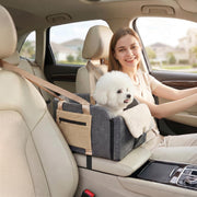 Center Console Dog Car Seat for Dogs to 18lbs,Fits Cars,Trucks Dog Booster Car Seat with Safety Leash Keeps Dogs Secure.Designed for Pickup and Trucks.With Removable Washable Cushion