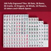 American Mahjong Set with Blue Carrying Bag, 166 White Tiles, 4 All-in-One Rack/Pushers, Mahjong Tiles Set (Ma Jong, Mah-Jongg, Majiang)